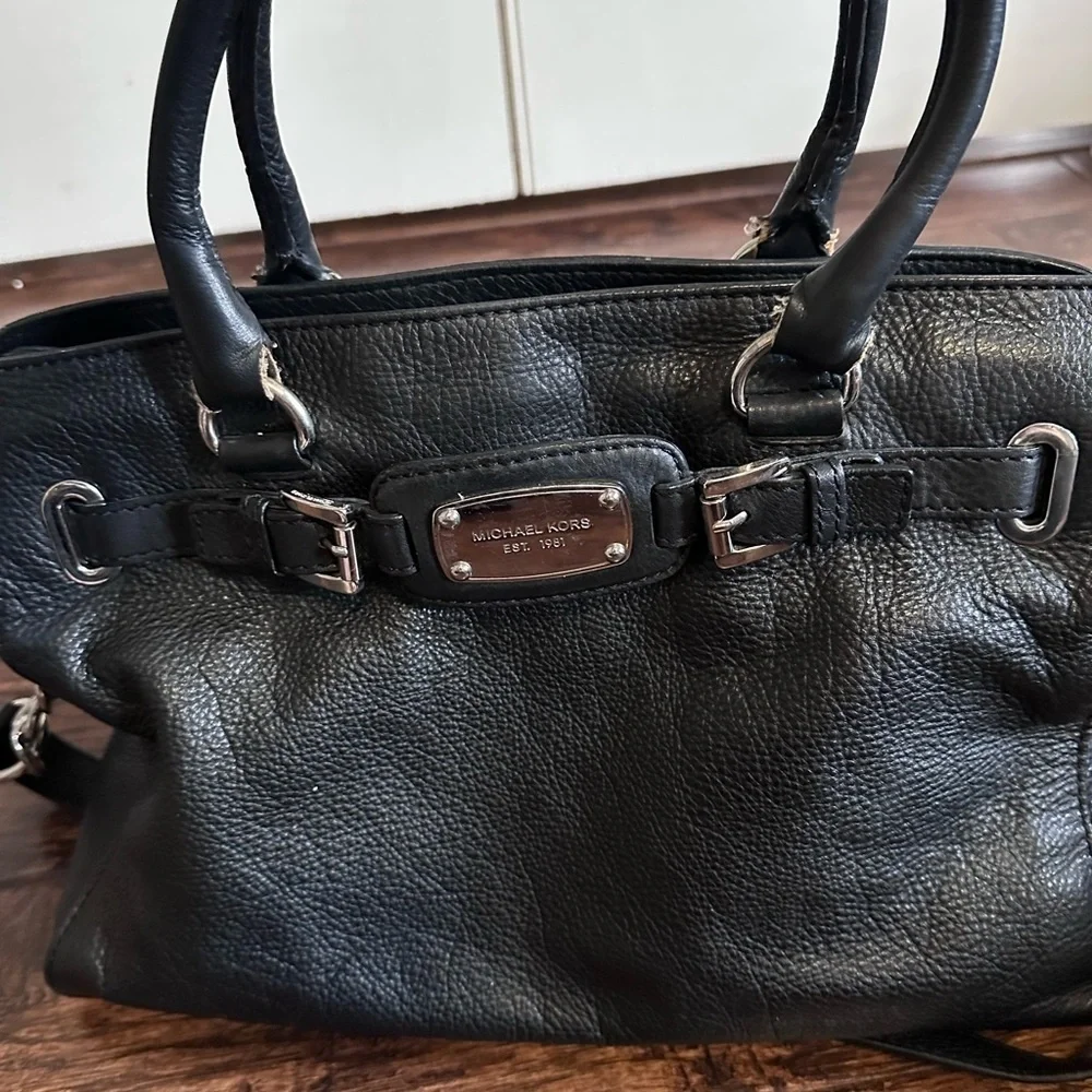 Michael Kors Black and Silver Structured Shoulder Bag